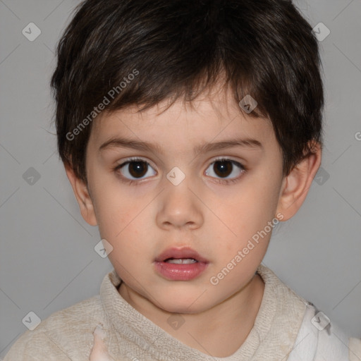 Neutral white child male with short  brown hair and brown eyes