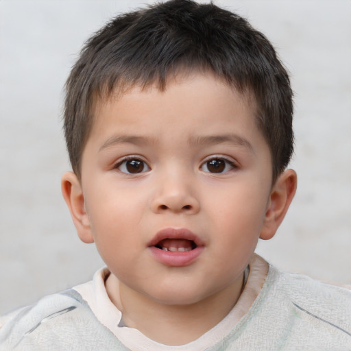 Neutral white child male with short  brown hair and brown eyes