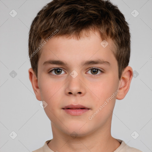 Neutral white child male with short  brown hair and brown eyes