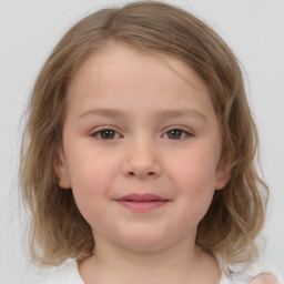 Neutral white child female with medium  brown hair and brown eyes