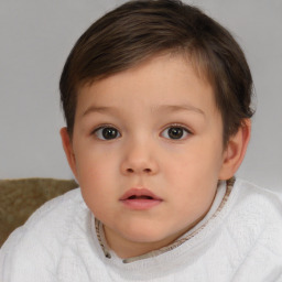 Neutral white child female with short  brown hair and brown eyes