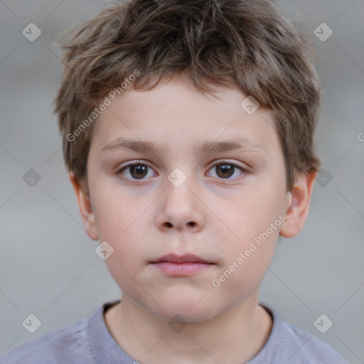 Neutral white child male with short  brown hair and brown eyes