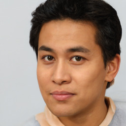 Neutral asian young-adult male with short  brown hair and brown eyes