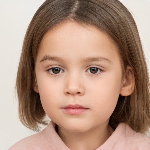 Neutral white child female with medium  brown hair and brown eyes