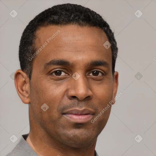 Neutral latino young-adult male with short  brown hair and brown eyes