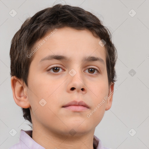 Neutral white child male with short  brown hair and brown eyes