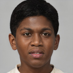 Neutral black young-adult male with short  brown hair and brown eyes