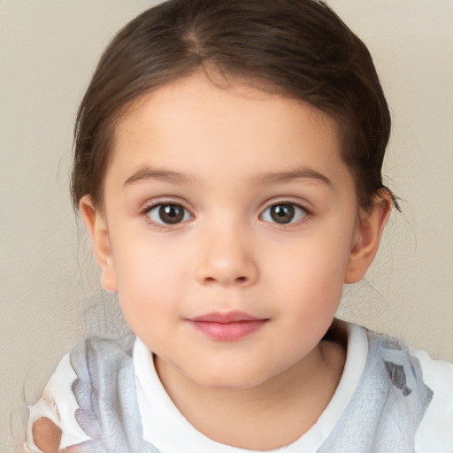 Neutral white child female with short  brown hair and brown eyes