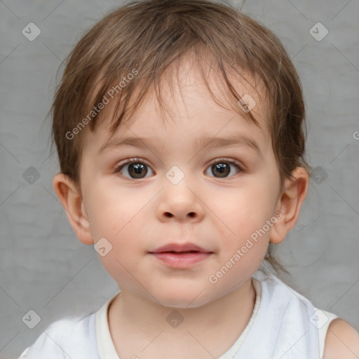 Neutral white child female with medium  brown hair and brown eyes