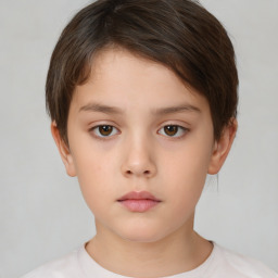 Neutral white child female with short  brown hair and brown eyes