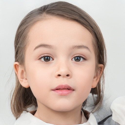 Neutral white child female with medium  brown hair and brown eyes