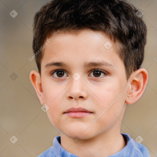 Neutral white child male with short  brown hair and brown eyes