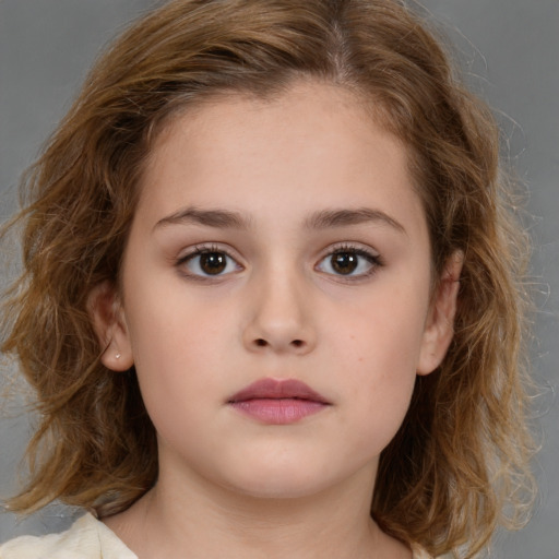 Neutral white child female with medium  brown hair and brown eyes