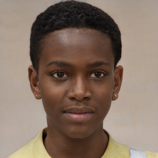 Neutral black child male with short  black hair and brown eyes