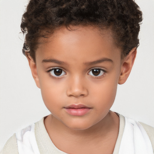 Neutral white child female with short  brown hair and brown eyes