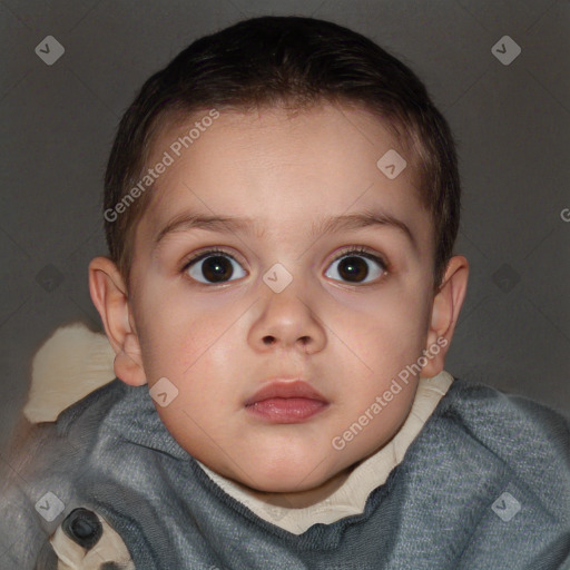 Neutral white child female with short  brown hair and brown eyes