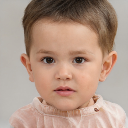 Neutral white child male with short  brown hair and brown eyes