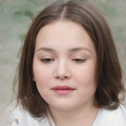 Neutral white child female with medium  brown hair and brown eyes