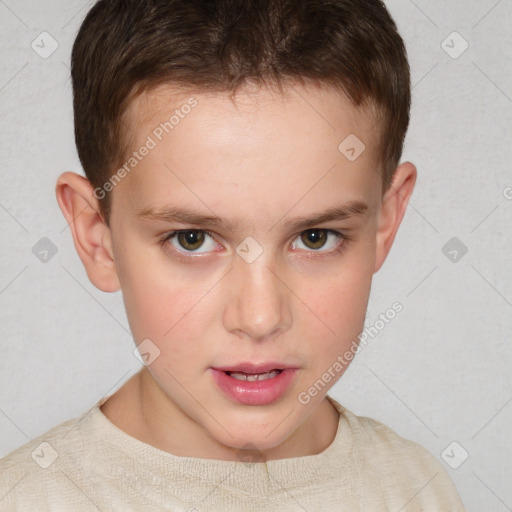 Neutral white child male with short  brown hair and brown eyes