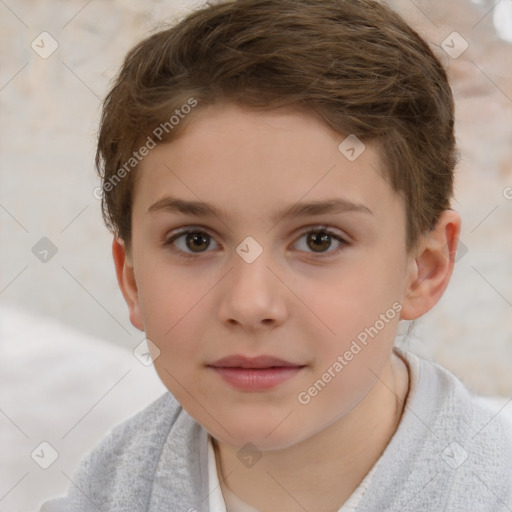 Neutral white child male with short  brown hair and brown eyes