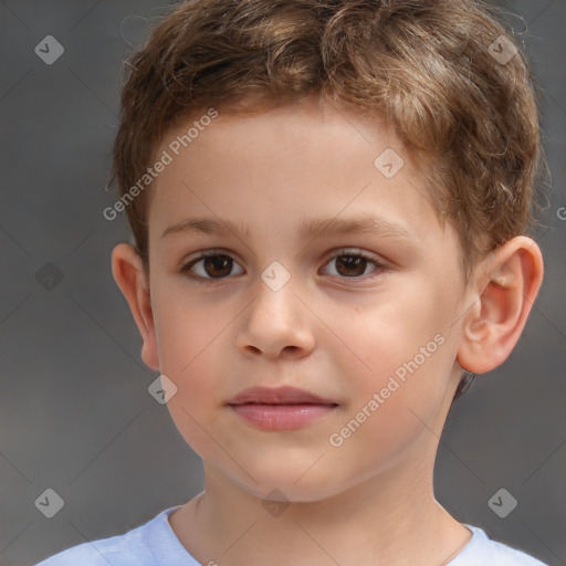 Neutral white child male with short  brown hair and brown eyes