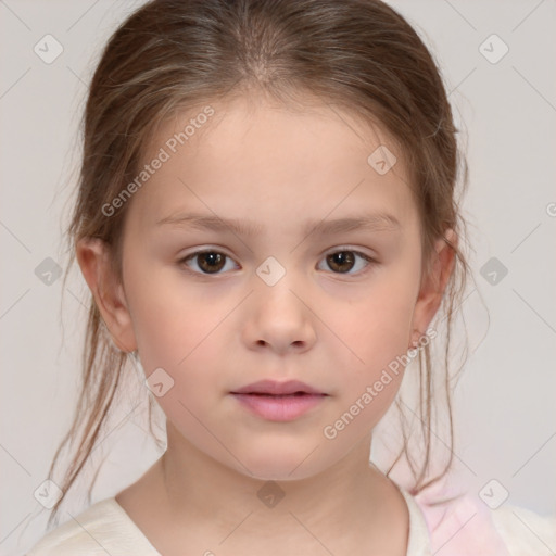 Neutral white child female with medium  brown hair and brown eyes