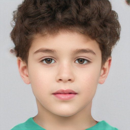 Neutral white child male with short  brown hair and brown eyes