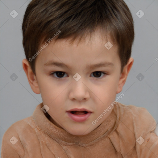 Neutral white child male with short  brown hair and brown eyes