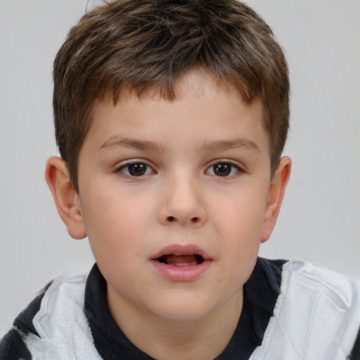 Neutral white child male with short  brown hair and brown eyes