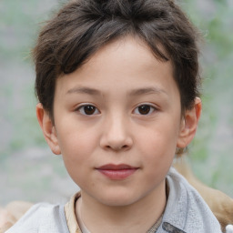 Neutral white child female with short  brown hair and brown eyes