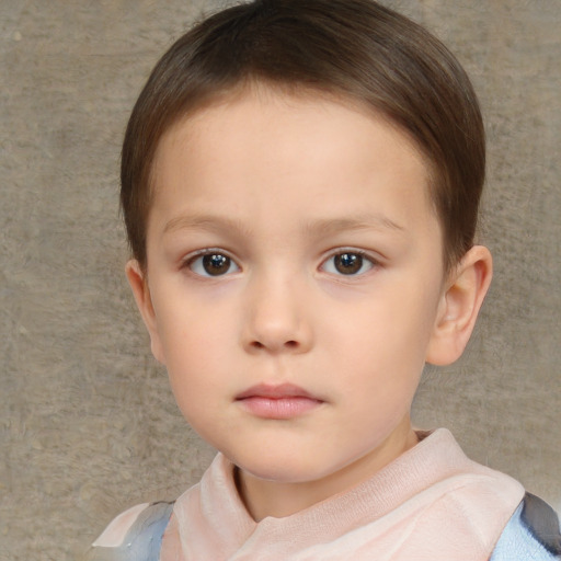 Neutral white child female with short  brown hair and brown eyes