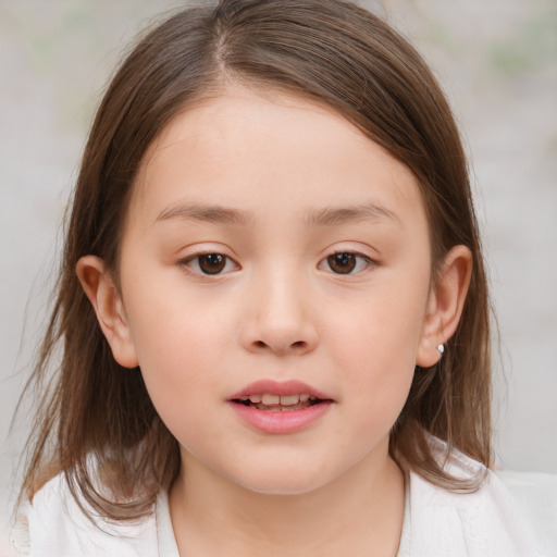 Neutral white child female with medium  brown hair and brown eyes