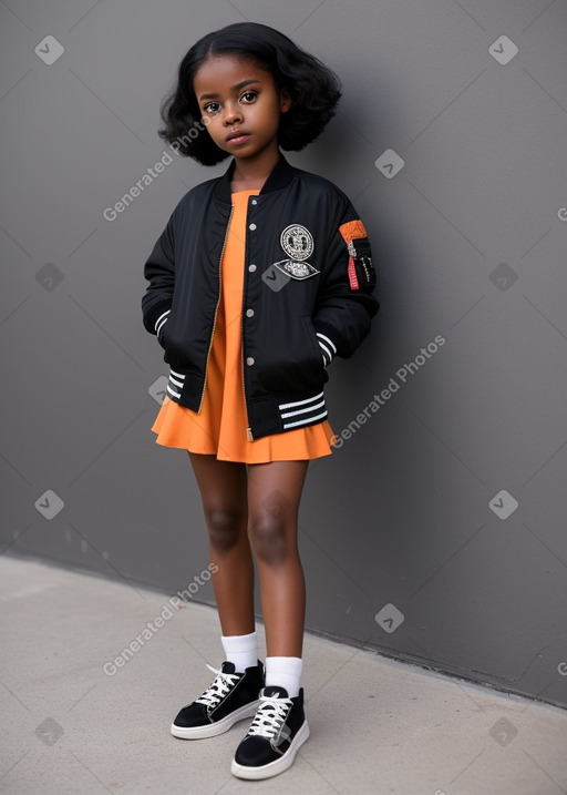 African american child female with  black hair