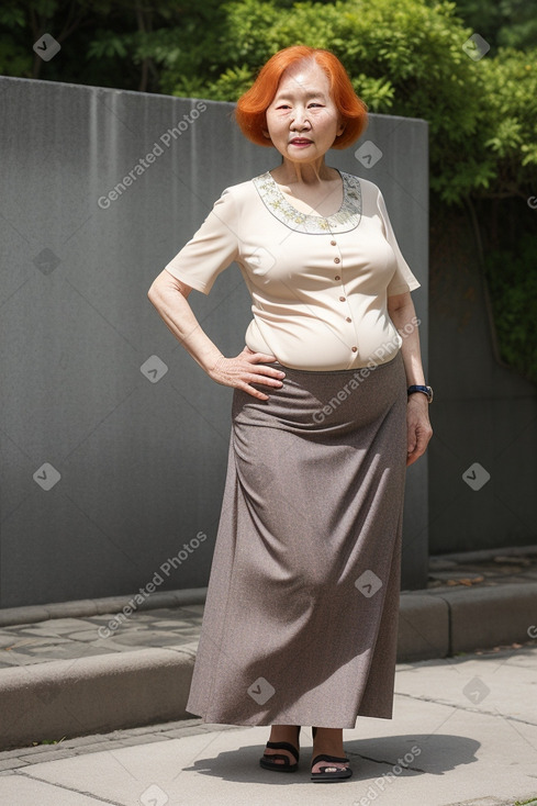 South korean elderly female with  ginger hair