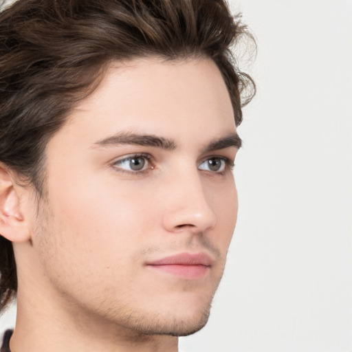 Neutral white young-adult male with medium  brown hair and brown eyes