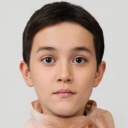 Neutral white child male with short  brown hair and brown eyes