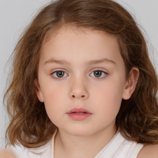 Neutral white child female with medium  brown hair and brown eyes