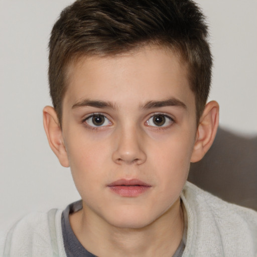 Neutral white child male with short  brown hair and brown eyes