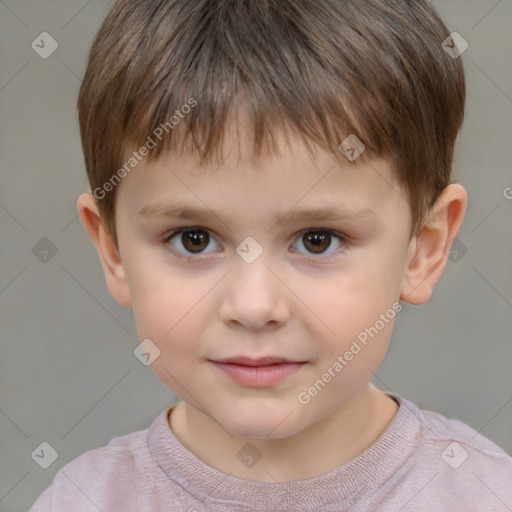 Neutral white child male with short  brown hair and brown eyes