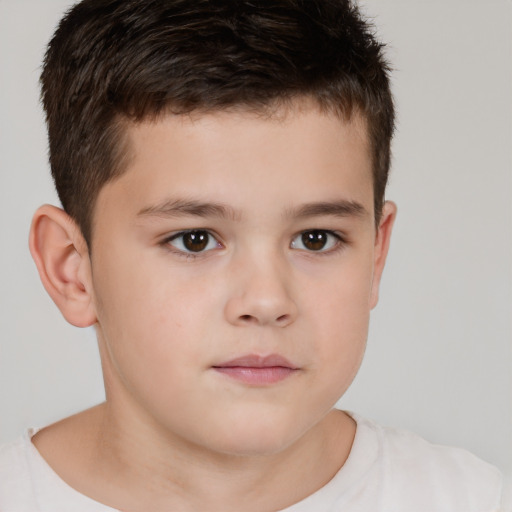 Neutral white child male with short  brown hair and brown eyes