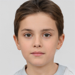 Neutral white child female with short  brown hair and brown eyes