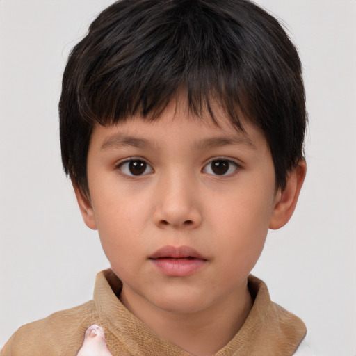 Neutral white child male with short  brown hair and brown eyes