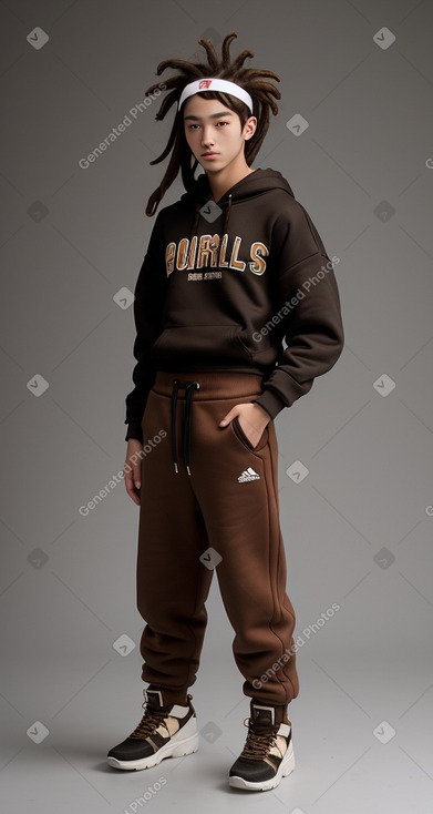 South korean teenager boy with  brown hair