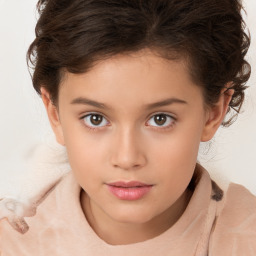 Neutral white child female with short  brown hair and brown eyes