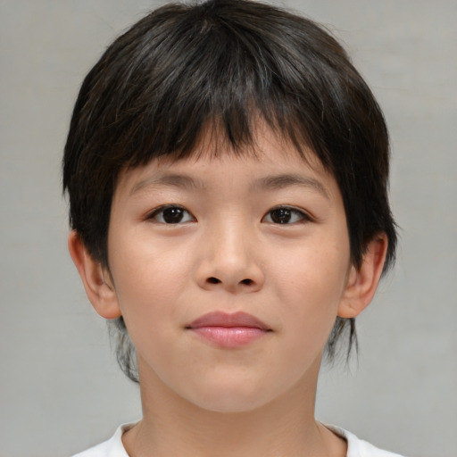 Neutral asian young-adult female with medium  brown hair and brown eyes