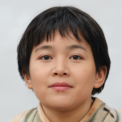 Neutral asian child female with medium  brown hair and brown eyes