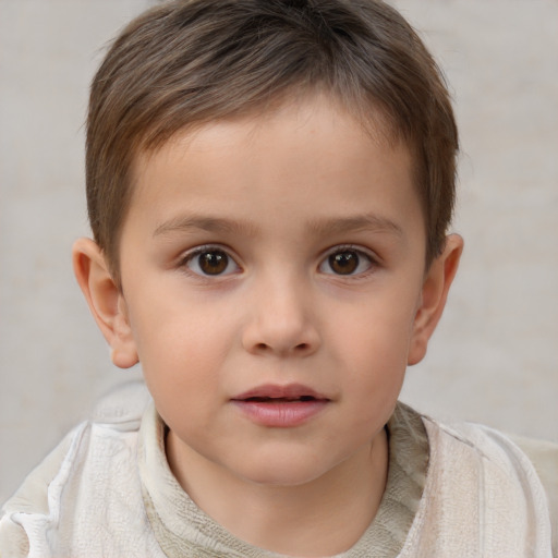 Neutral white child male with short  brown hair and brown eyes