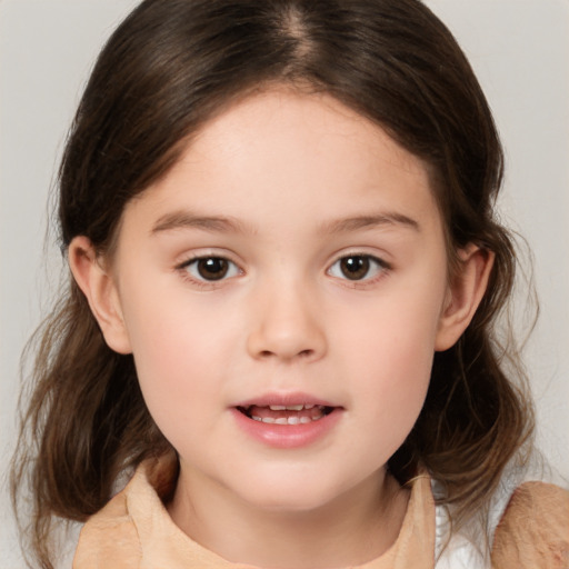 Neutral white child female with medium  brown hair and brown eyes