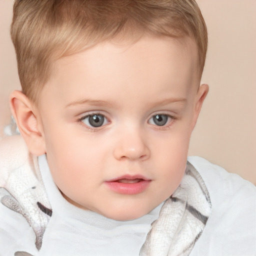 Neutral white child female with short  brown hair and blue eyes