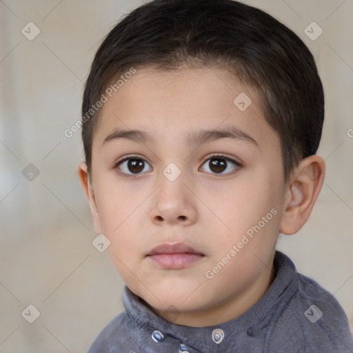 Neutral white child female with short  brown hair and brown eyes